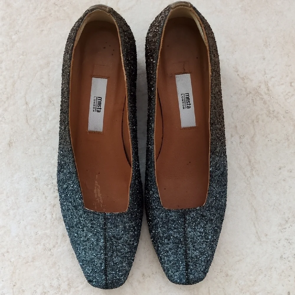 Miista London Glitter Block Heel Shoes - - Picture 2 of 7